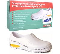 Gima - Chaussure de travail professionnelle ultra légère, aérée, anatomique, antichoc, antiglissee, antistatique, sans latex, couleur blanche, taille EU 43, 1 paire.