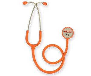 Gima - Ducophone classique à double tête pour adulte, stéthoscope avec pavillon en acier inoxydable et bandeau avec double ressort interne, orange, 32532