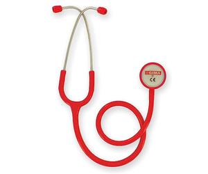 Gima - Dufono classique à double tête pour adulte, stéthoscope avec oreillette en acier inoxydable et bandeau avec double ressort interne, rouge, 32538