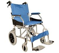 Gima - Fauteuil roulant en aluminium Queen, tissu bleu clair, structure à double croisement, léger, 43250