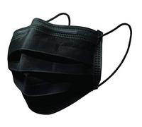 Gima - Gisafe Masque Chirurgical Filtrant, EFB> 98%, Jetable, 3 Épaisseurs, Type IIR, avec Élastiques, Bande Nasale Conformable, Adultes, Couleur Noir, CE DM Classe I, Boîte de 50 unités