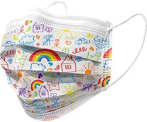 Gima - Gisafe Masque Chirurgical Filtrant, EFB> 98%, Jetable, 3 Épaisseurs, Type IIR, avec Élastiques, Bande Nasale Conformable, Adultes, Motif Cartoon, CE DM Classe I, Flowpack de 10 unités