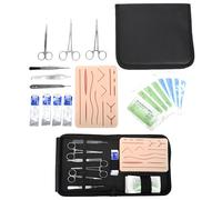 GIMA - Kit d'exercices pour sutures avec coussin simulateur en silicone, 4 lames de scalpel en acier, 6 outils, 8 sutures et étui dans lequel noir, 23022