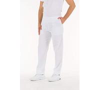 Gima - Pantalon d'uniforme d'hôpital, 100% coton d'excellente qualité, unisexe, taille élastique, 3 poches, pour médecins, dentistes, vétérinaires, infirmières, blanc, XL