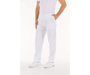 Gima - Pantalon d'uniforme d'hôpital, 100% coton d'excellente qualité, unisexe, taille élastique, 3 poches, pour médecins, dentistes, vétérinaires, infirmières, blanc, XL