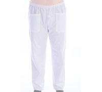 Gima Pantalon médical en coton et polyester - Blanc - Avec taille élastique - 3 poches - Unisexe - Taille XS - Pour médecin, dentiste, vétérinaire, infirmière, physiothérapeute et personnel médical