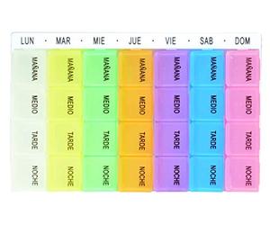GIMA Porte-bagages hebdomadaire, avec 7 modules amovibles de différentes couleurs, écrits en espagnol