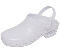 Gima - Sabots Professionnels avec Bride Inclinable et Réglable, Anatomique, Unisexe, Antidérapant, Antistatique, Tige Non Perforée, Semelle Perforée, Couleur Blanche, Taille EU 40, 1 Paire.