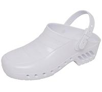 Gima - Sabots Professionnels avec Bride Inclinable et Réglable, Anatomique, Unisexe, Antidérapant, Antistatique, Tige Non Perforée, Semelle Perforée, Couleur Blanche, Taille EU 43-44, 1 Paire.