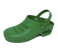 Gima - Sabots Professionnels avec Bride Inclinable et Réglable, Anatomique, Unisexe, Antidérapant, Antistatique, Tige Perforée, Semelle Perforée, Couleur Vert, Taille EU 42, 1 Paire.