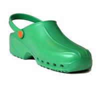 Gima - Sabots professionnels ultralégers avec lanière, Unisex, anatomiques, antidérapants, antichocs, antistatiques, tige non perforée, semelle perforée, couleur verte, taille EU 35, 1 paire