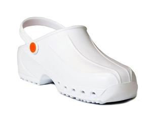 Gima - Sabots professionnels ultralégers avec lanière, Unisex, anatomiques, antidérapants, antichocs, antistatiques, tige non perforée, semelle perforée, couleur Blanc, taille EU 38, 1 paire