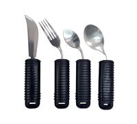 Gima - Set de 4 Couverts Easy Grip, Façonnables, pour Personnes Âgées, Fourchette, Couteau, Cuillère et Cuillère à Café, Manche Large Antidérapant, Caoutchouc avec Grip pour une Prise Facile