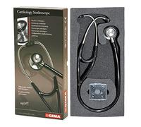 Gima - Stéthoscope de cardiologie classique avec tête en acier inoxydable, cloche en forme de cône pour basses fréquences, membrane haute sensibilité pour amplifier les sons, Lira Nero, 32552