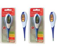 Gima - Thermomètre numérique BL3, 20 secondes, grand écran, embout flexible, étanche, rétro-éclairage, rouge/orange/vert, 25554 (Lot de 2)