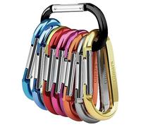 Gimars 10pcs Mousqueton de Fixation en Alliage d'Aluminium en Forme D Porte-clés Multicolore pour Sac de Montagne/Tente/Hamac amping - 80mm*42mm