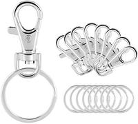 Gimars 20PCS Porte-Clés Chaîne 360 °Pivotants en Acier Inoxydable, Keychain de Crochets Anneaux Détachables avec Boucle pour Voiture/Localisateur de Clés/Décoration/DIY