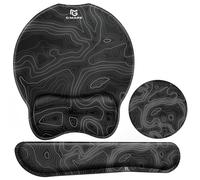 Gimars 3 en 1 Tapis de Souris Ergonomique Repose Poignet Clavier Dessous de Verre, Mouse Pad Reposes-Poignets Support avec Base Antidérapante en PU pour Gaming Bureau PC Ordinateur, Carte