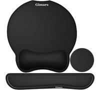 Gimars 3 en 1 Tapis de Souris Ergonomique Repose Poignet Clavier Dessous de Verre, Mouse Pad Reposes-Poignets Support avec Base Antidérapante en PU pour Gaming Bureau PC Ordinateur