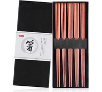 Gimars 5 Paires Baguettes Japonaises en Bois Réutilisable Naturel avec Boîte pour Maison Hôtel Restaurant Cadeaux Sushi Chinois Nouilles Longueur 23cm