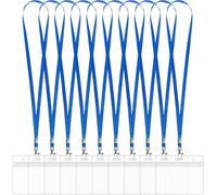 Gimars 51 Pcs Portes Badges Horizontaux avec Cordon Tour de Cou 45cm-Bleu | 10x6cm,PVC Transparent Étanche,Mousqueton Métallique Pivotant 360°,Polyvalent Pour Professionnel, Étudiant, Exposition, Accès