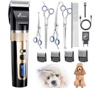Gimars 6 en 1 Silencieuse Tondeuse Pour Chien Sans Fil 4 Vitesses 7000 U/min, Rechargeable à Faible Bruit Pour Poils d'Animaux Long Epais, Kit De Tondeuse Professionnelle Pour Chiens Et Chats