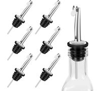 Gimars 6 Pcs Becs Verseurs Réutilisable en Acier Inoxydable avec Couvercle | Anti-Fuite, Anti-Poussière, Nettoyage Facile, Trou d'Aération, Compatible Goulot, idéal pour Vin, Huile, Vinaigre et Cocktail