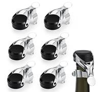 Gimars 6 Pcs Bouchon à Vin et Champagne Réutilisable en Acier Inoxydable | Fermeture Hermétique, Résistant aux Fuites, Garde la Fraîcheur et les Bulles pour Vos Bouteilles de Prosecco, Cava ou Vin