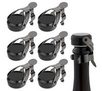 Gimars 6 Pcs Bouchon à Vin et Champagne Réutilisable en Acier Inoxydable - Fermeture Hermétique, Résistant aux Fuites, Garde la Fraîcheur et les Bulles pour Vos Bouteilles de Prosecco, Cava ou Vin