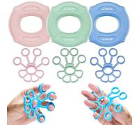 Gimars 6 Pcs Entraîneur de Préhension de Main et Doigts, Exerciseur à la Main, Hand Grip, 3 Nieaux de Résistance pour Renforcement de la Force, Renforce Poignet, Avant-bras & Récupération