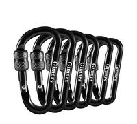 Gimars 6pcs Mousqueton d'escalade Sécurisé en Alliage d'Aluminium Noir - Verrouillage à Écrou - 6x3,3cm - Résistant pour Camping, Randonnée et Porte-clés Pêche