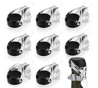 Gimars 8 Pcs Bouchon à Vin et Champagne Réutilisable en Acier Inoxydable - Fermeture Hermétique, Résistant aux Fuites, Garde la Fraîcheur et les Bulles pour Vos Bouteilles de Prosecco, Cava ou Vin