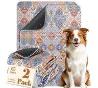 Gimars Lot de 2 Tapis de Dressage réutilisables pour Animal Domestique - 80 x 92 cm - Bohème - Lavables - Antidérapants - Anti-fuites - Séchage Rapide - pour Chiens, Chats, Parcs à Jeux et Cages