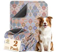 Gimars Lot de 2 Tapis de Dressage réutilisables pour Animal Domestique - 80 x 92 cm - Bohème - Lavables - Antidérapants - Anti-fuites - Séchage Rapide - pour Chiens, Chats, Parcs à Jeux et Cages