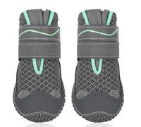Gimars Bottes Antidérapantes pour Chien, Chaussures Chien Étanches Réfléchissantes, Respirantes et Ajustables, Protection Pattes Blessées, Lot de 4, Gris