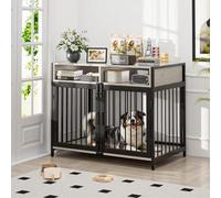 Gimars Caisse décorative pour Chien avec tiroirs de Rangement, Niche d'intérieur très résistante pour Animaux de Compagnie, 94 x 58 x 63 cm, Gris Clair