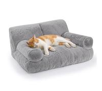 Gimars Canapé Lit pour Chat Grande Taille 10 % de Mousse en Plus, Lit Orthopédique Douillet avec Bords Relevés, Housse Amovible et Base Antidérapante