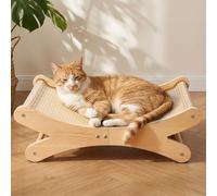 Gimars Ergonomique 160° Griffoir pour Chat sisal en Forme de U, Canapé Griffoir Chat de Luxe & Lit Surélevé en Bois Massif, Lounge pour Chat avec Tapis griffoir Chat Remplaçable, Accessoire Élégant