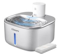 Gimars Fontaine A Eau Pour Chat Sans Fil En Acier Inoxydable 108 oz/3,2 L, À Piles Avec Détecteur De Mouvement, Fontaine Silencieuse Et Automatique Pour Animaux De Compagnie