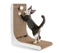 Gimars Griffoir Chat Carton en Forme de L 68 cm, Épais avec Boule à la Menthe, Grande Taille à Fixer au Mur, Jouet pour Protéger Meubles et Canapés