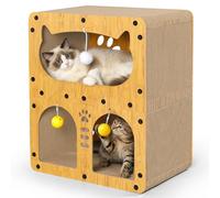 Gimars Maison pour chat double couche grain bois MZB-DH-M