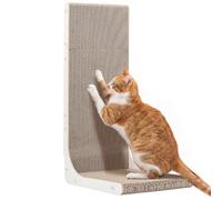 Gimars Griffoir pour Chat en Forme de L 58 cm, Lot de Planches à Griffer Stable en Carton Ondulé, Griffoir Vertical pour Protéger Meubles et Canapés, Durable, Blanc