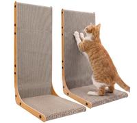 Gimars Griffoir pour Chat en Forme de L 58 cm, Lot de Planches à Griffer Stable en Carton Ondulé, Griffoir Vertical pour Protéger Meubles et Canapés, Durable, Bois