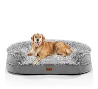 Gimars Lit orthopédique épais de 9,5 cm pour Chiens de très Grande Taille, lit de Soutien pour Chien avec Mousse 28D, Housse en Peluche Amovible et Lavable, Doublure imperméable pour Chiot, Senior