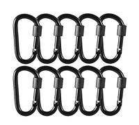 Gimars Lot de 10 Mousquetons avec Fermeture à Vis Porte-Clés Mousquetons à Vis en Aluminium pour Camping, Pêche, Randonnée, Voyages - Noir