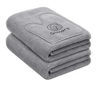 Gimars Lot de 2 Serviettes Épaisses pour Chien avec Poches pour Mains, Ultra-Absorbante, Serviettes Microfibre Grandes, Serviettes Douces pour Animaux, 140 x 70 cm, Prise Facile
