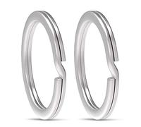 Gimars Lot de 30 anneaux de porte-clés plats en acier inoxydable de 30 mm pour voiture, maison, accessoires de clés, Argenté