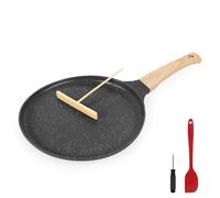Gimars Poêle à Crêpes Antiadhésive 24cm- Répartisseur de Pâte et Spatule | Aluminium Moulé,Base Inox Adaptée à Toutes Plaques,Revêtement Sans PFOA,Poignée Anti-Brûlure,Double Hauteur Anti-Éclaboussure