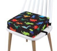 Gimars Rehausseur Chaise Enfant - Coussin Dinosaure Noir en Polyester Respirant avec Mousse Confortable, 32x32x8 cm, 2 Sangles Antidérapantes & Lavable, Sécurité Renforcée pour Enfants Dès 2 Ans