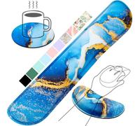 Gimars Repose Poignet Clavier, Reposes-Poignets Souris Ergonomique en Mousse à Mémoire, Support Tapis de Clavier Repose Gel avec Base Antidérapan pour Bureau Gamer, Ordinateur MAC, Or Bleu